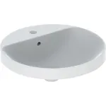 Lavabo empotrado Geberit VariForm, redondo, con orificio para el grifo: Toma de grifo=Centro, Rebosadero=Visible, Blanco
